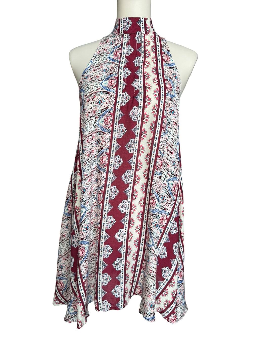 Free People Intimately Paisley Halter Swing Tunic Tank Top XS Boho Festival